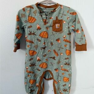 Carhartt Kids' Teal and Rust Camping Footless PJs